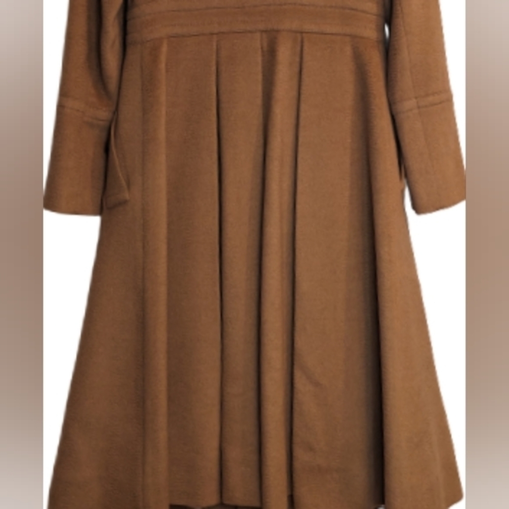 Burberry tan trench coat 100% camel hair princess cut button down half 2 - Picture 2 of 7